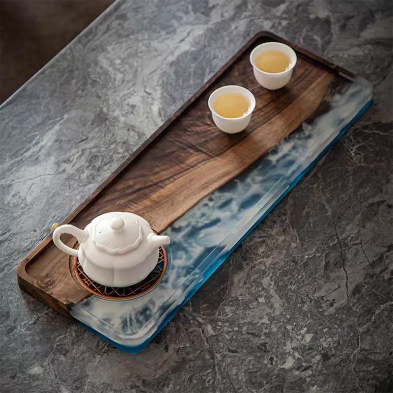 ウォールナット雪岩ドライ＆ウェット兼用ティートレイ - 急須・ティーカップ - 木製 