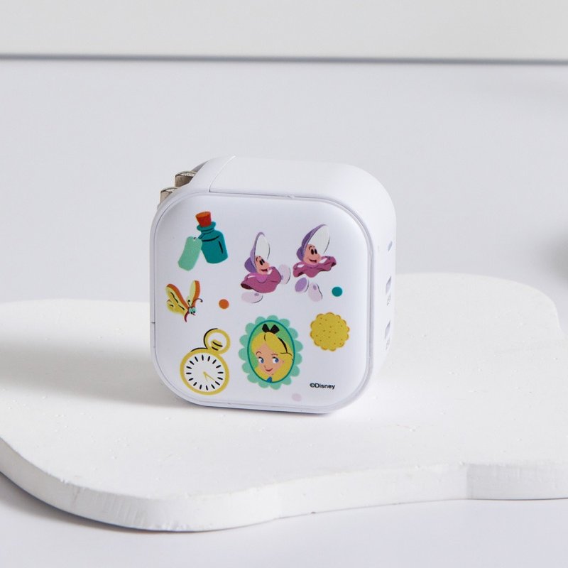 Disney經典-愛麗絲與牡蠣寶寶款亂花GaN 45W Type-C雙孔充電頭 - 科技小物 - 塑膠 多色