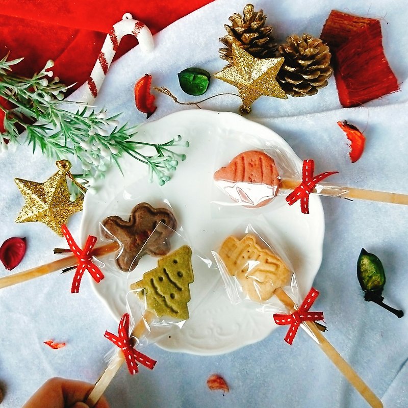 新鮮食材 手工餅乾 紅色 - 【聖誕節限定】可愛棒棒糖手工餅乾(聖誕樹/雪人/薑餅人/彩球)