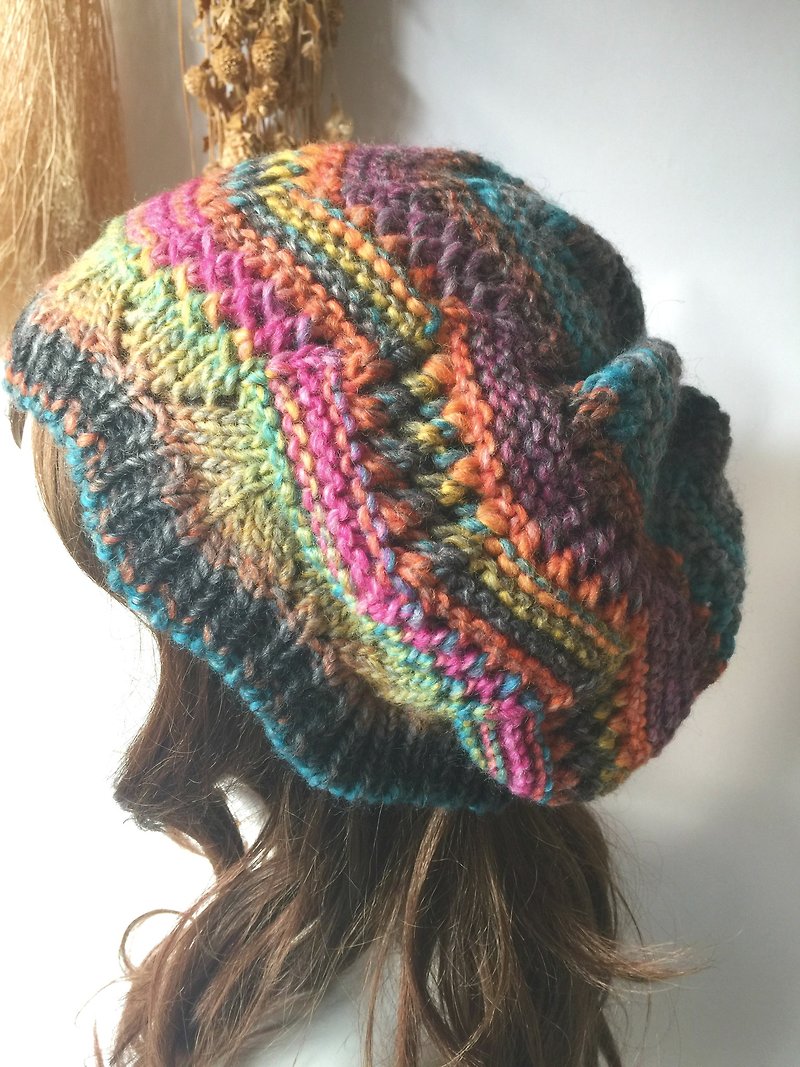 What weight do you want to keep warm Gradient knit hat / woolen hat / woolen hat autumn colors - หมวก - วัสดุอื่นๆ หลากหลายสี