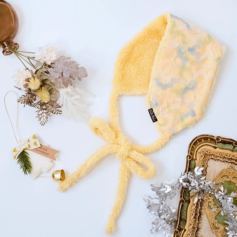 【HiGh MaLi】耳罩式頭帶 | 黃色捲捲蕾絲 | 髮帶|獨家|聖誕禮物 - 帽 - 其他人造纖維 黃色