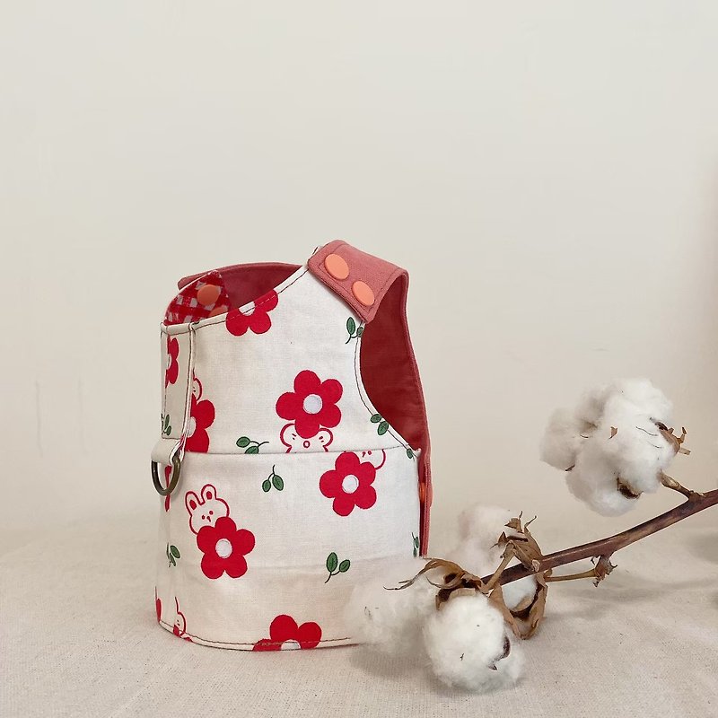 CHENG FUKU Flower Series - Little Red Plum - ชุดสัตว์เลี้ยง - ผ้าฝ้าย/ผ้าลินิน สีแดง