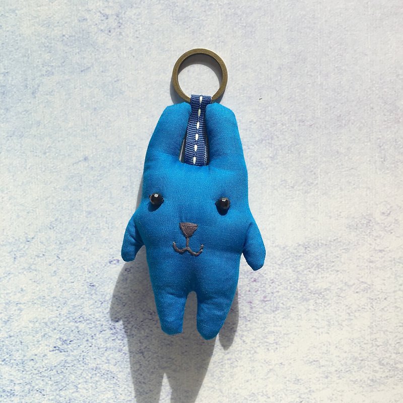 +Pure color sapphire blue+Bunny key ring - Charms - Cotton & Hemp Blue