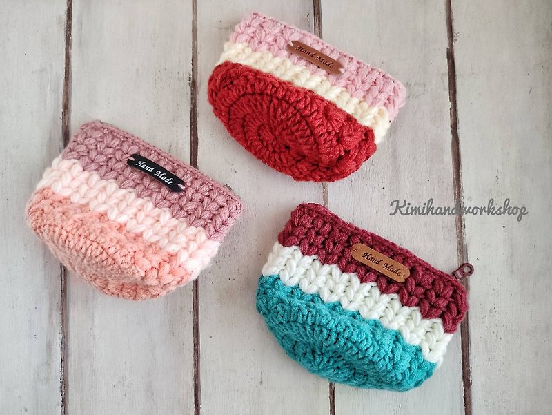 Needle crochet bag/handbag/woven bag/handmade crochet~zipper small wallet - Coin Purses - Other Materials 
