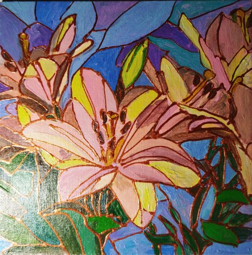 絵画 インテリア 絵 油絵 uF6-112102 花（ゆり） 絵画