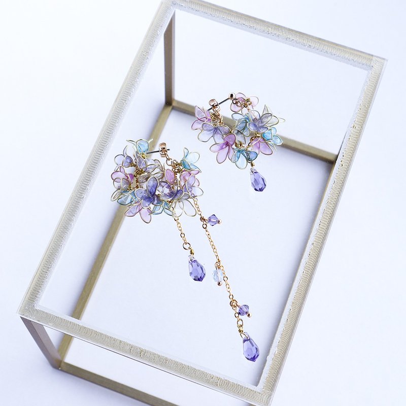 Flower lover swaying earrings / Clip-On Purple Tanzanite December birthstone - ต่างหู - คริสตัล สีม่วง