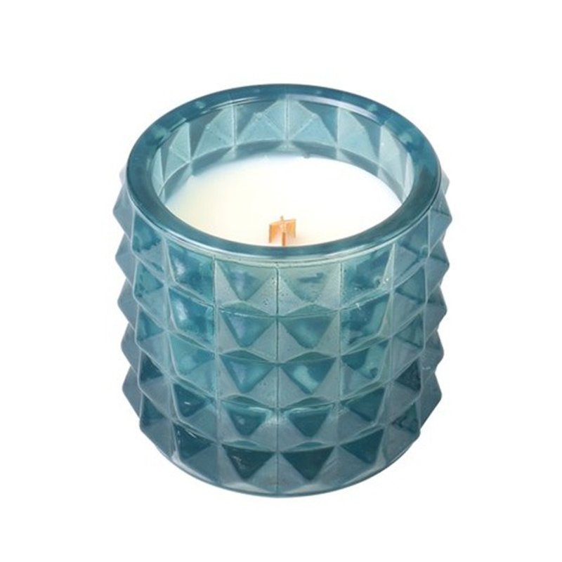 WW2oz。幾何学的なダイヤモンドカップ蝋-トロピカルオアシスバースデーギフトラバーギフトラバーギフト - キャンドル・燭台 - ガラス ブルー