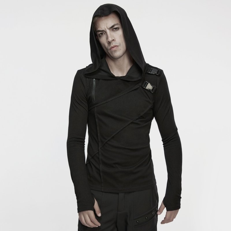 賽博龐克太空巫師連帽丹寧上衣 - 帽T/大學T - 其他材質 黑色