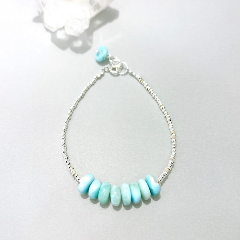 Ops Larimar silver light blue gemstone bracelet - สร้อยข้อมือ - เครื่องเพชรพลอย สีน้ำเงิน