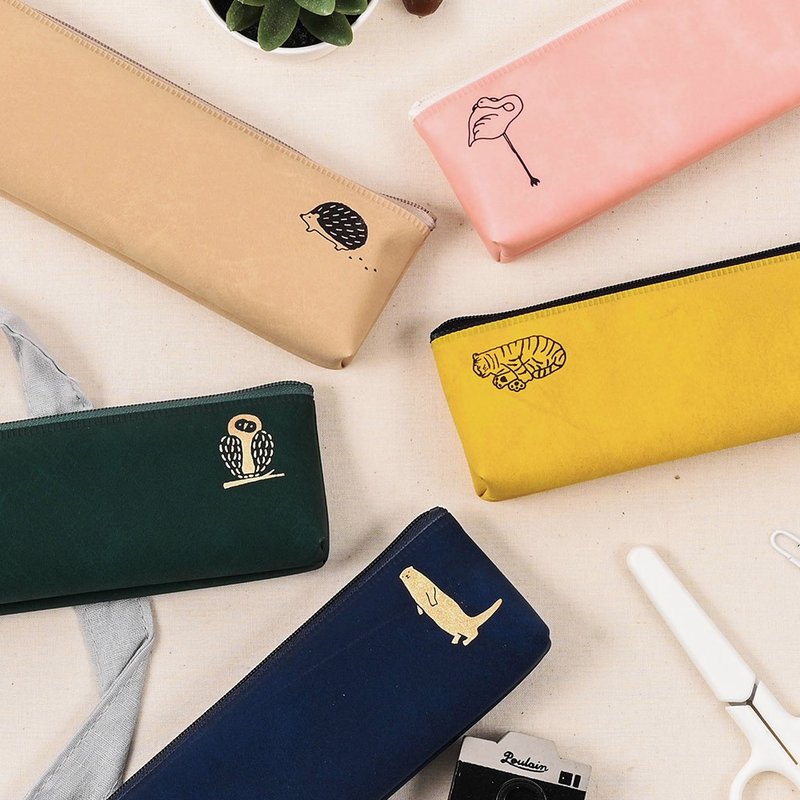 sleeping animal slim pencase / Break time / - กล่องดินสอ/ถุงดินสอ - เส้นใยสังเคราะห์ หลากหลายสี