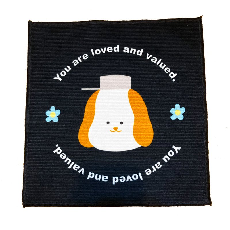 Blue ID dog square towel - ผ้าเช็ดหน้า - เส้นใยสังเคราะห์ 