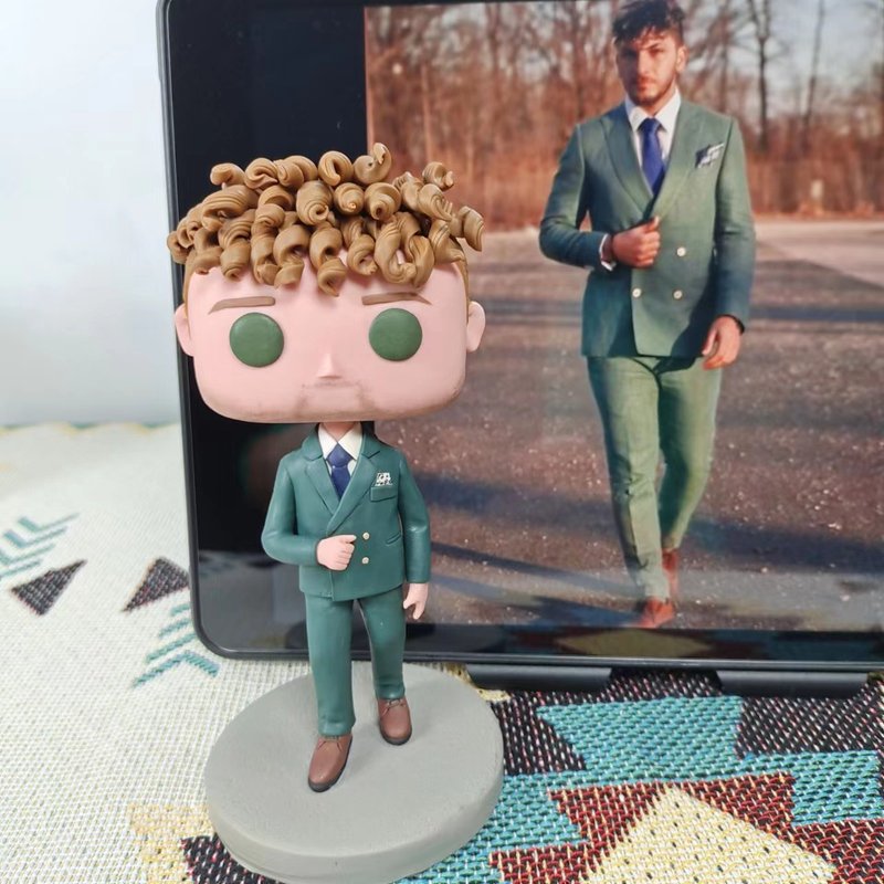 【客製化3D人像公仔】訂製手工Funko Pop男生朋友老公生日禮物 - 公仔/玩偶 - 黏土 多色