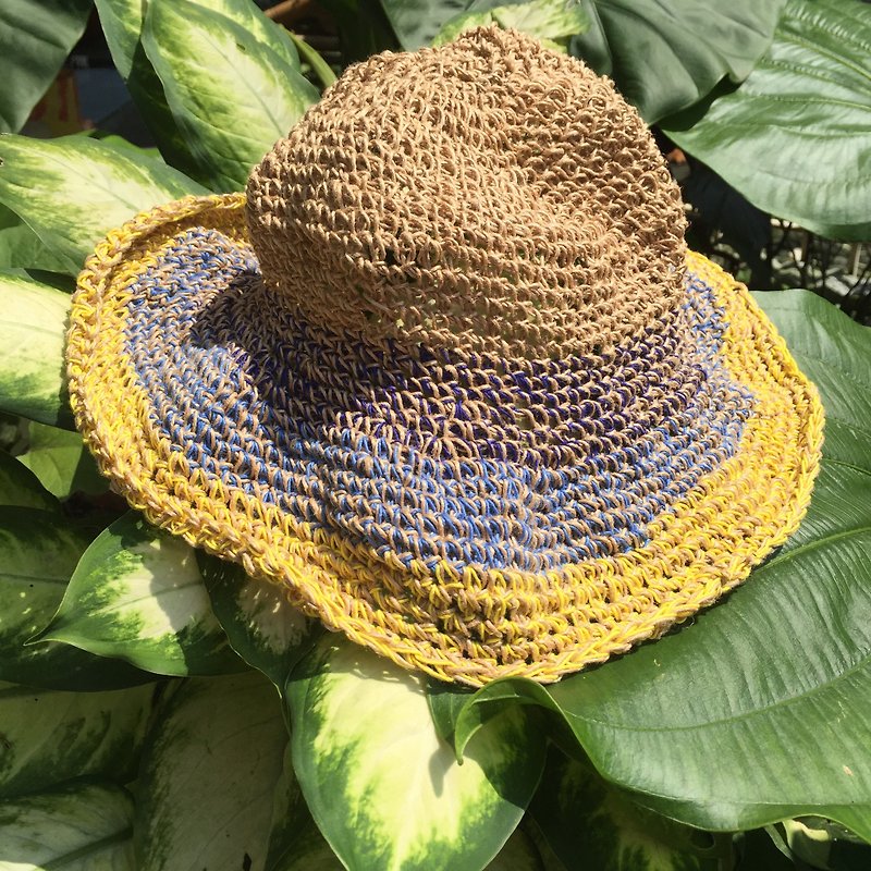 Summer linen cap festive blueberry - หมวก - ผ้าฝ้าย/ผ้าลินิน สีน้ำเงิน
