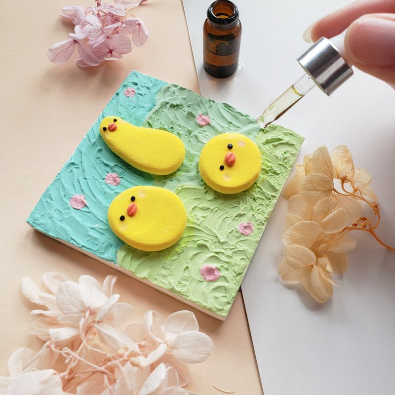 療癒的小雞擴香石畫DIY材料包 - 蠟燭/香氛/手工皂 - 精油 
