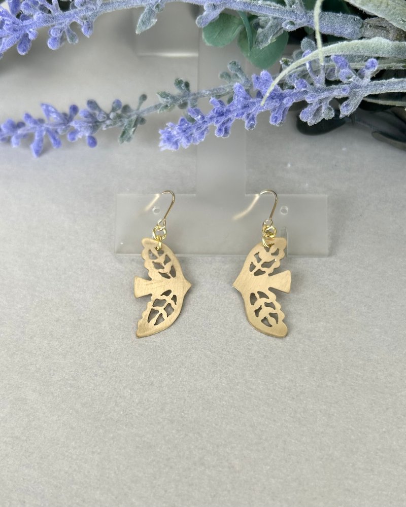 新緑の鳥ピアス - 戒指 - 銅/黃銅 金色