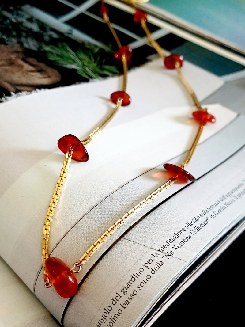 vintage jewelry  Les Bernard 金色仿琥珀 項鍊 - 項鍊 - 其他金屬 