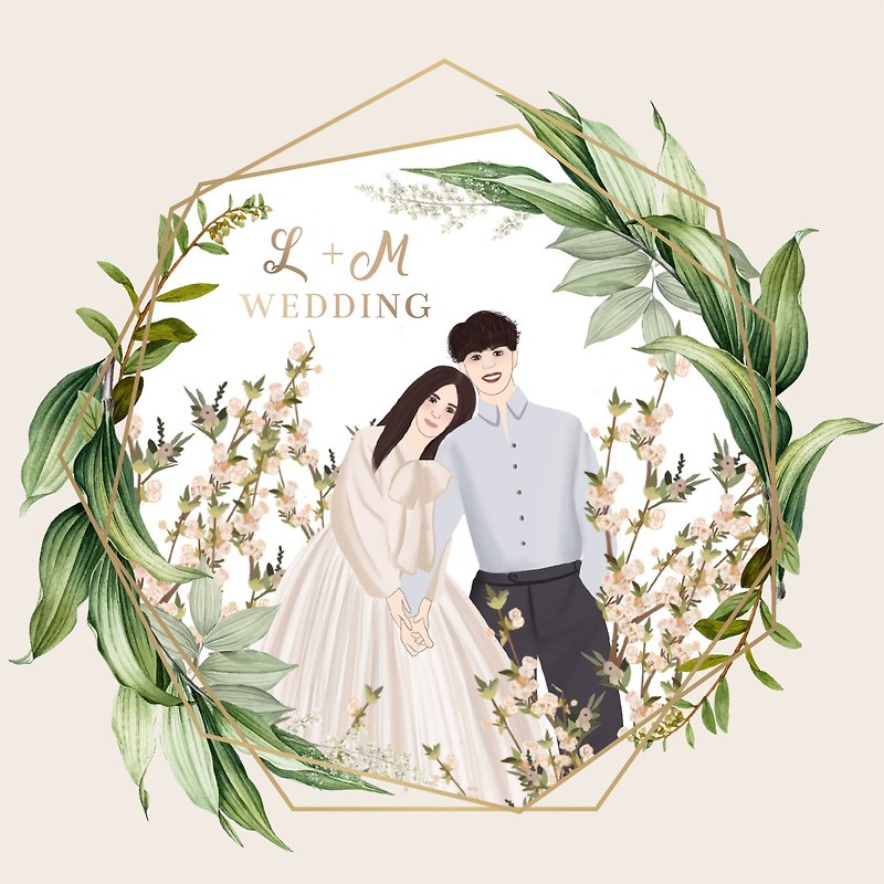 【カスタマイズされた電子ファイル】Yanhuaのイラストデザインのような結婚式の招待状は、結婚式の小さなものとして使用できます - Web招待状・年賀状・カード - 紙 