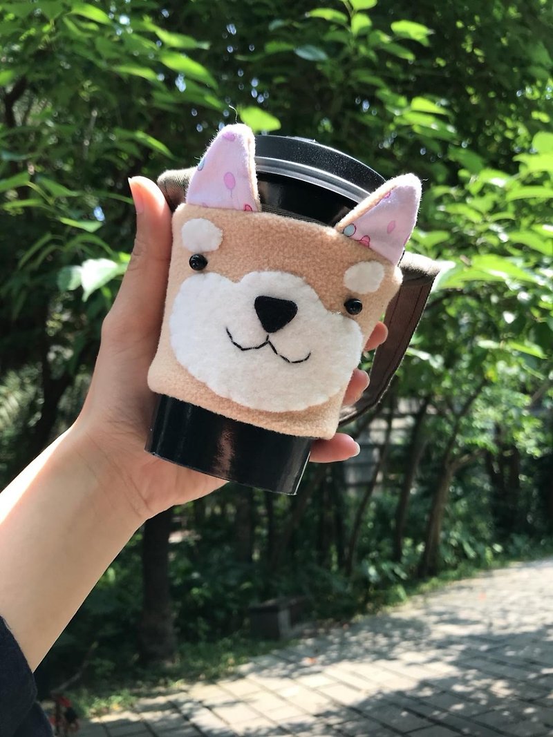 Shiba Inu environmental protection cup holder. Drink cup holder. Bag - Beverage Holders & Bags - Cotton & Hemp 