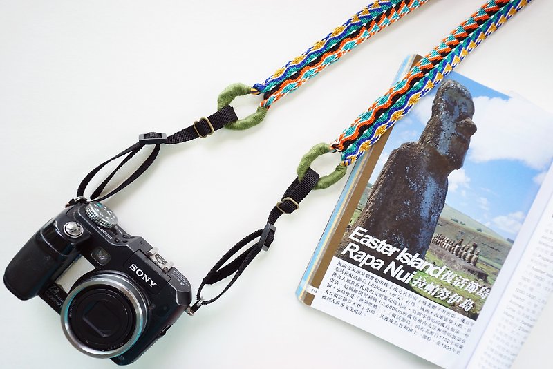Camera strap double-sided wide hole handmade woven webbing - Camera Straps & Stands - Cotton & Hemp Multicolor