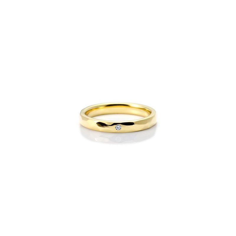 嬰兒戒指【高圓頂錘1鑽石】10K - 戒指 - 貴金屬 金色