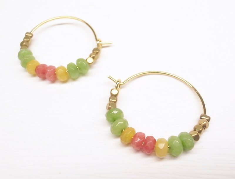 "Ermao Silver"[beaded circle earrings Series - Summer desserts] Bronze circle earrings (one pair) - ต่างหู - โลหะ 