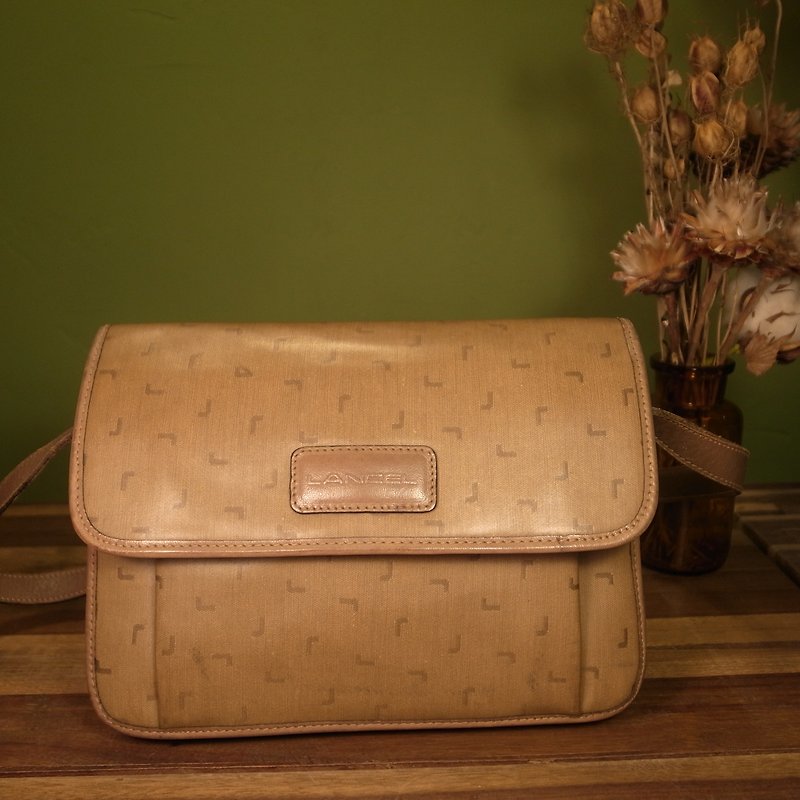 Old bone LANCEL waterproof canvas side backpack Q75 VINTAGE - Messenger Bags & Sling Bags - Waterproof Material Khaki