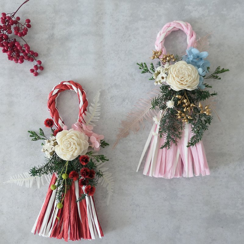 [Japanese style small note with rope] dried flowers/preserved flowers/Japanese style hanging ornaments/home decoration - ช่อดอกไม้แห้ง - พืช/ดอกไม้ 