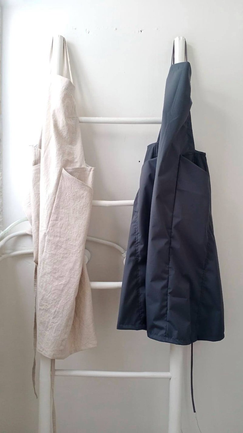 minimal staff person aprons - white cotton Linen fabric shrinkage - One Piece Dresses - Cotton & Hemp Khaki