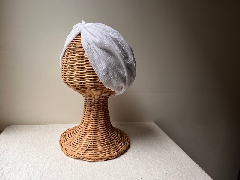 白點點刺繡款-森系2 W A Y薄棉髮帶ヘアバンド - 髮箍/髮帶 - 棉．麻 