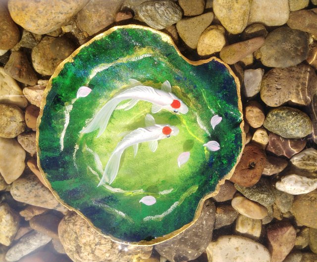 3D Resin Painting, Koi Fish Resin Art, Unique Shell Art Decor for