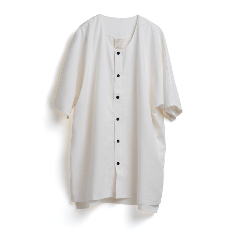 Collarless Shirt - Men's Shirts - Cotton & Hemp White