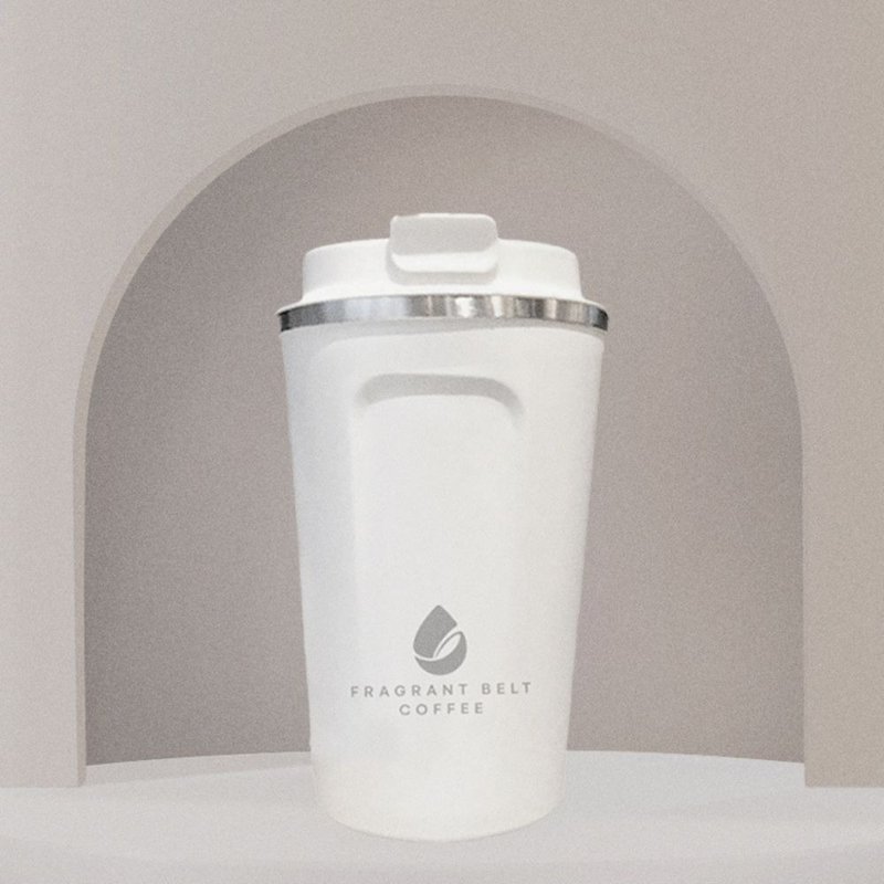 【Fragrantbelt】Coffee tumbler (380ml) - Vacuum Flasks - Stainless Steel White