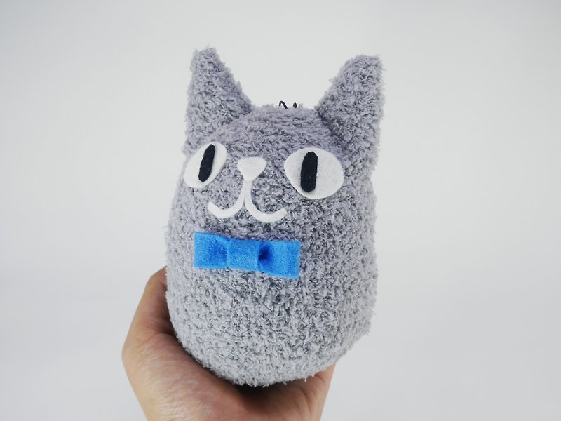 Fluffy cute fat corps - gray cat (blue cat) - Stuffed Dolls & Figurines - Cotton & Hemp Gray