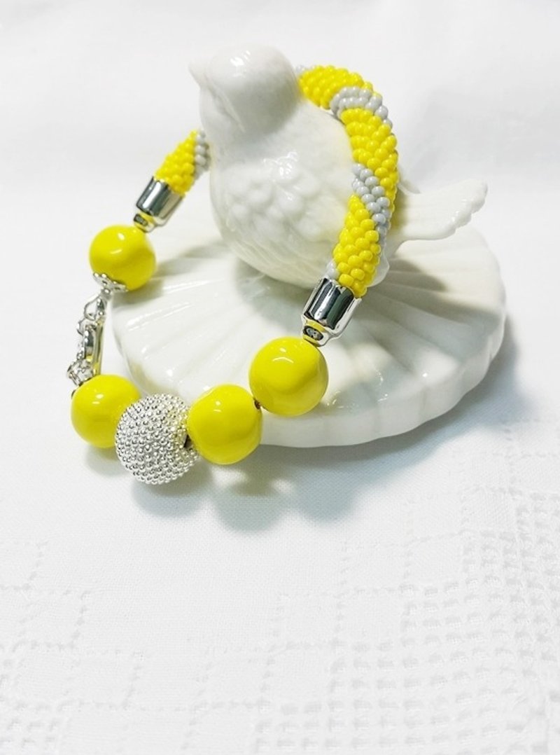 CandiiJewelry_Yellow Lemon Crochet Bracelet - 手鍊/手環 - 其他材質 黃色