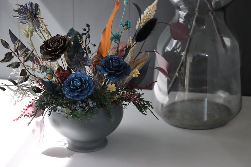 Opening flower ceremony, non-withering midsummer flower ceremony, industrial style Sola flower diffuser flower series - Dried Flowers & Bouquets - Plants & Flowers Gray