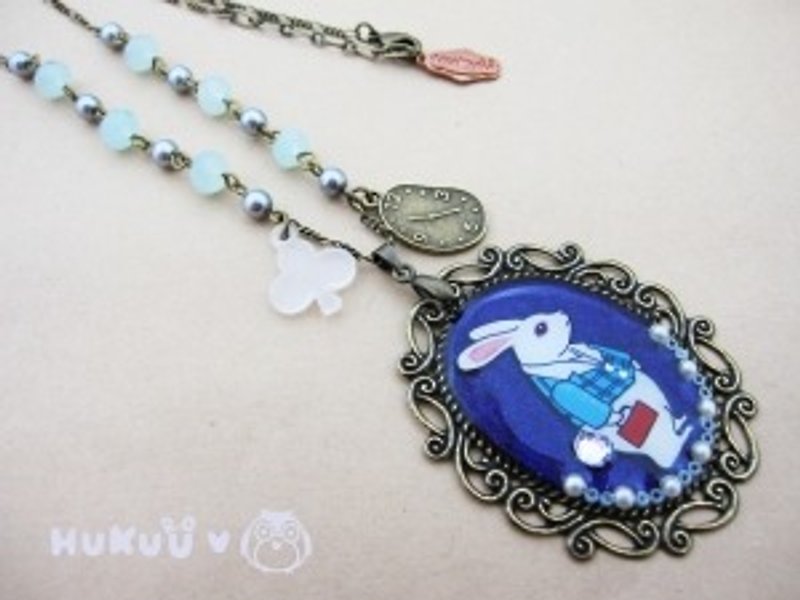 § HUKUROU§ Alice Series Rabbit Mr. Frame Necklace - Necklaces - Other Metals 