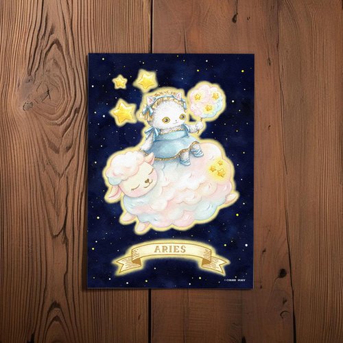 1s Goldfish (THOU.s.HAND) 原創 星座貓貓 白羊座 水彩手繪 明信片