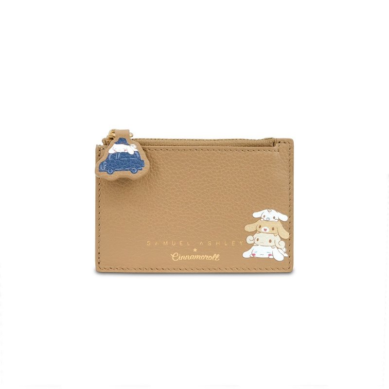 【CROSSOVER】Samuel Ashley x Cinnamoroll Leather Key Purse - Sand - กระเป๋าใส่เหรียญ - หนังแท้ สีนำ้ตาล