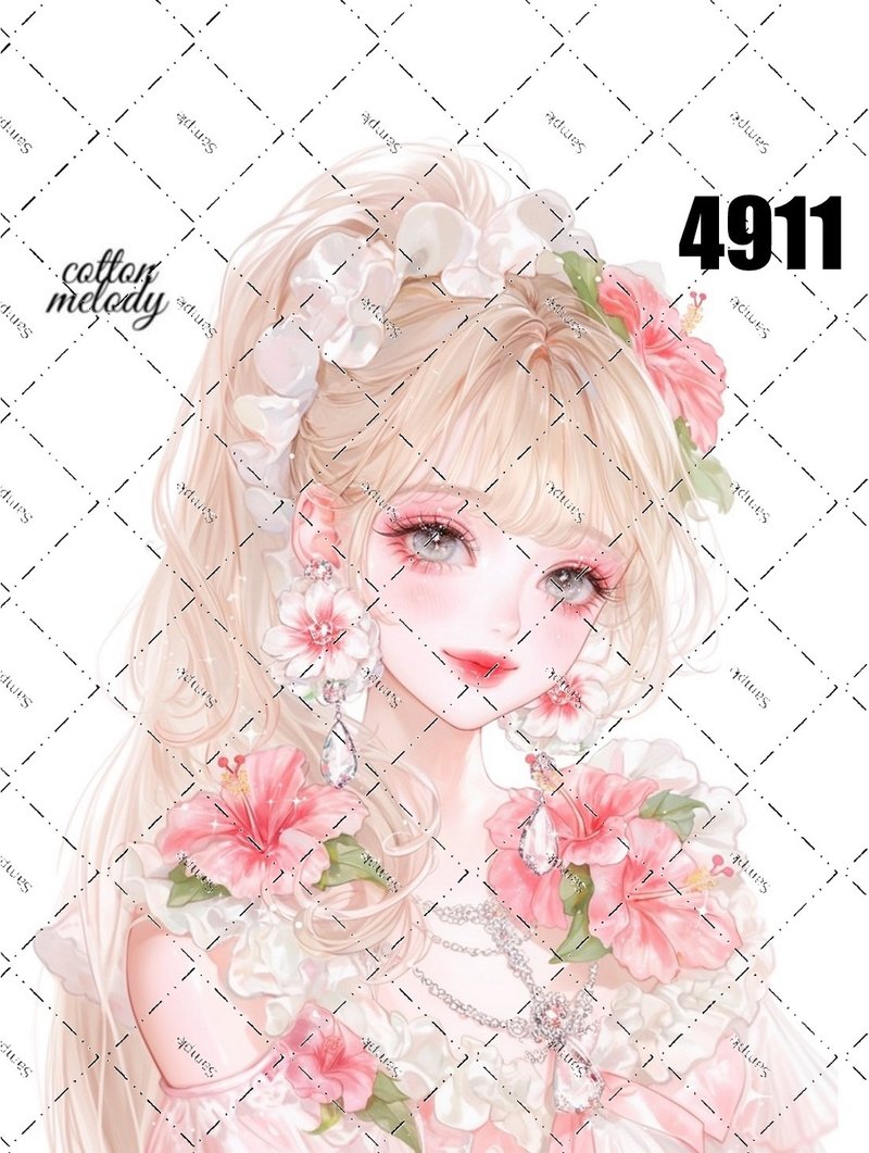 original sticker no.4911 人物ステッカー オリジナルステッカー オリジナル人物ステッカー 装飾ステッカー cotton melody - 貼紙 - 紙 