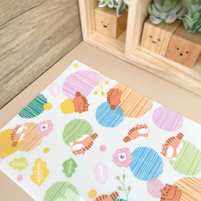 【Hajima Studio】異短貓貓A4膠Folder 資料夾 - Colorful Meow - 文件夾/資料夾 - 塑膠 橘色