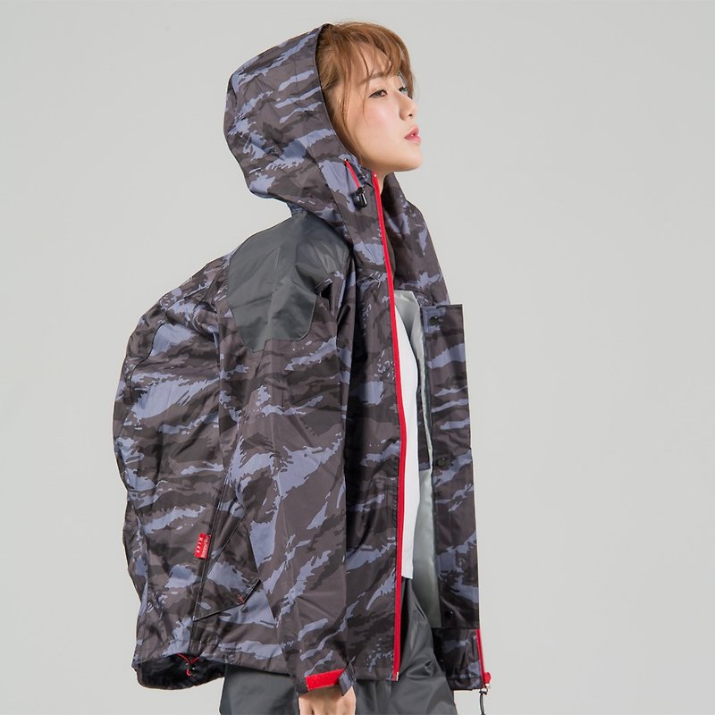 犀力背包兩件式風雨衣-灰迷彩 - 雨傘/雨衣 - 防水材質 灰色