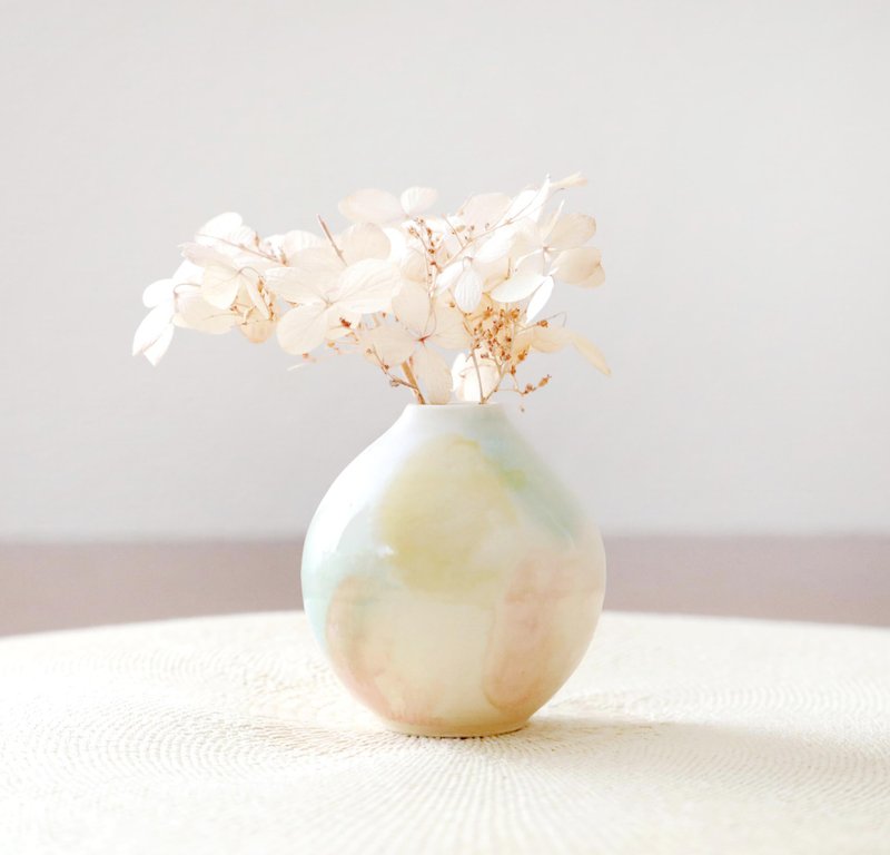 マット釉と春色三彩の一輪挿し - 花瓶/花器 - 陶 粉紅色