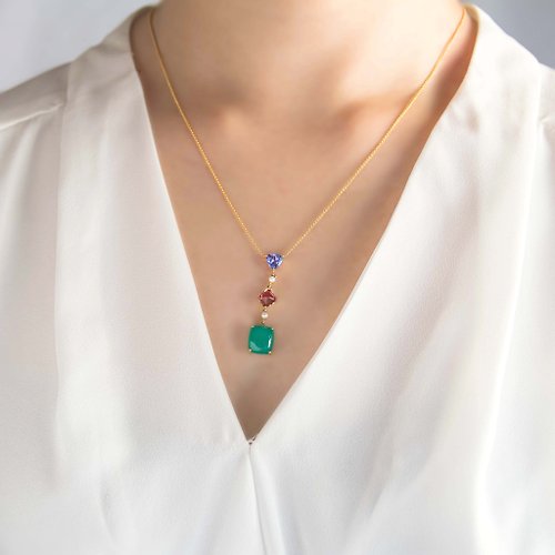 A Jewelry 台灣藍寶 全14K金 項鍊 天然寶石