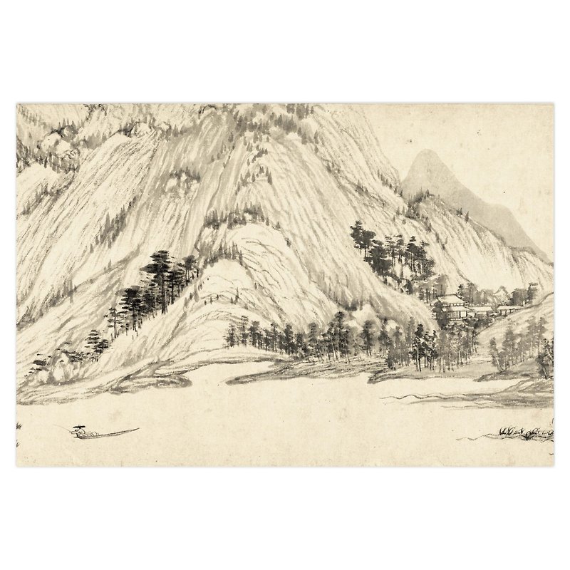Postcard, Dwelling in the Fu-chun Mountains, Huang Gongwang, Fishing - การ์ด/โปสการ์ด - กระดาษ สีเทา