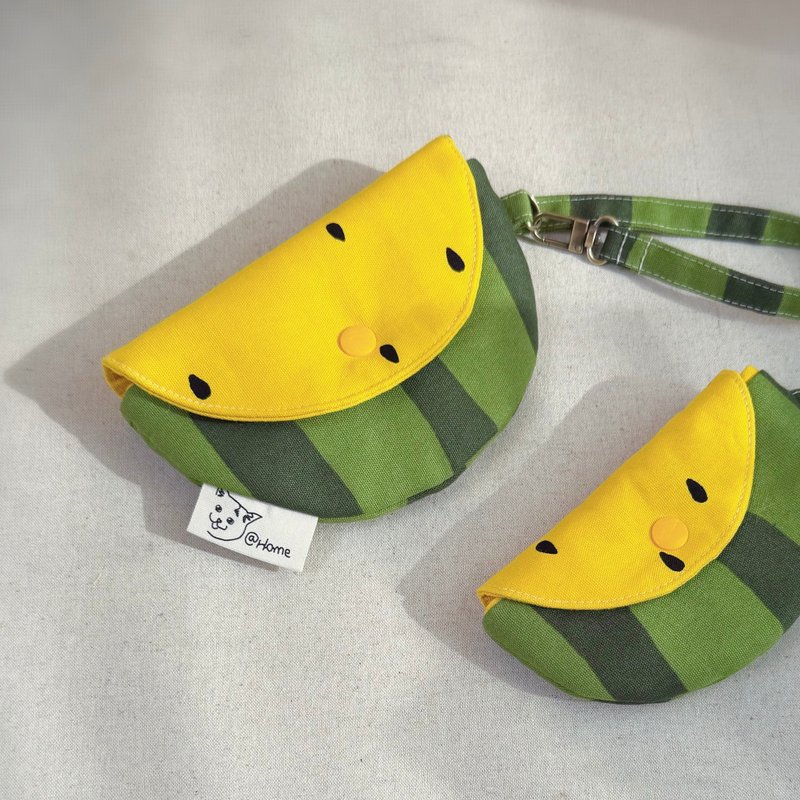 小玉西瓜鑰匙包。小物包 - 散紙包 - 棉．麻 黃色