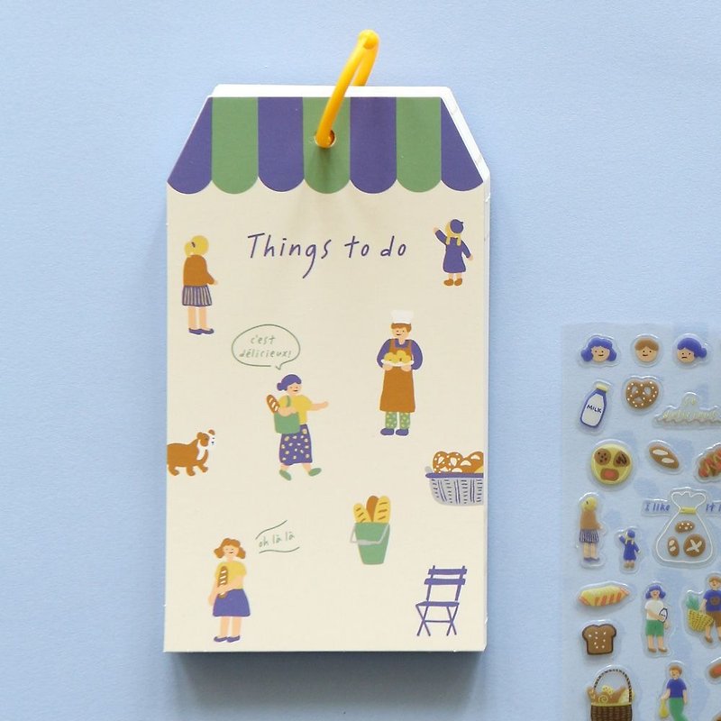 Day and day beautiful ring note paper -04 bakery, E2D16234 - กระดาษโน้ต - กระดาษ สีน้ำเงิน