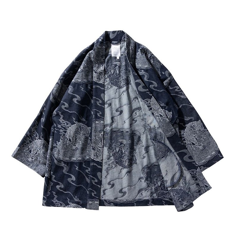 S-CrestTaiwan | Japanese-Style Handmade Unisex Kimono Jacket: Tiger - เสื้อโค้ทผู้ชาย - ผ้าฝ้าย/ผ้าลินิน 