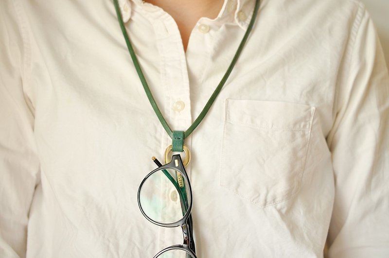 BT06 Sean glasses belt - lake green - สร้อยคอ - หนังแท้ สีเขียว
