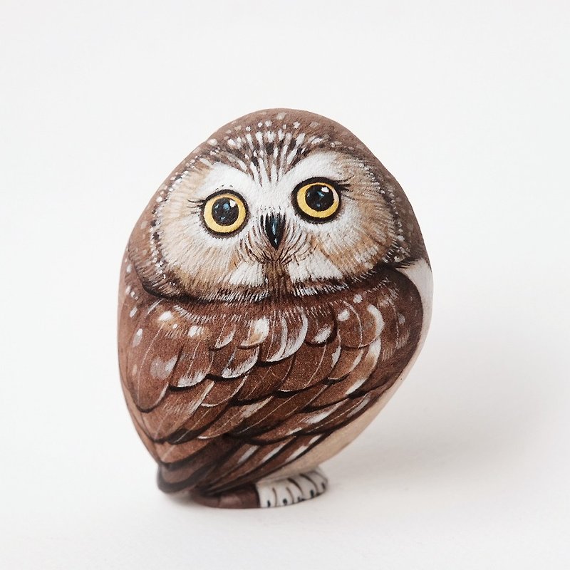 Owls stone painting,original art. - 其他 - 防水材質 咖啡色