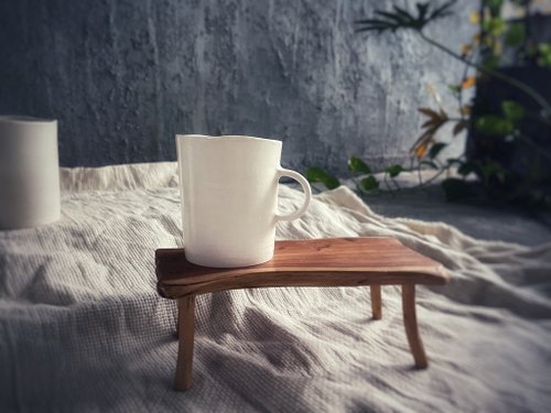 阿法卡朶・蒔光窯記事 桌上的白瓷糖霜 / 霧透微光小耳朵馬克杯 - 迷你杯